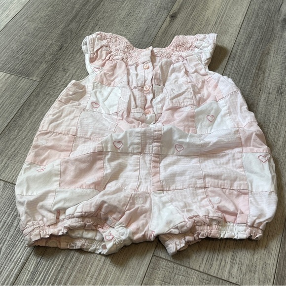 Janie and Jack Pink Patchwork Heart Romper - Fully Lined 6-12M Summer Outfit - Picture 8 of 12